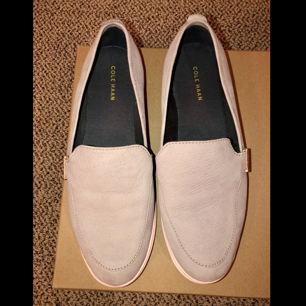 Cole haan beige slip on loafers